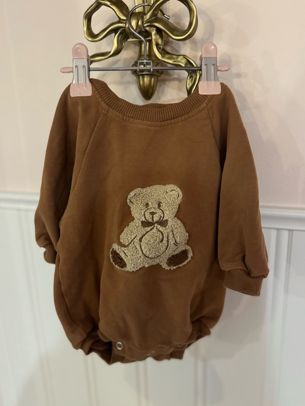 Aziel & Luca Teddy Bear Romper | Size 0–3 Months 🧸🤎